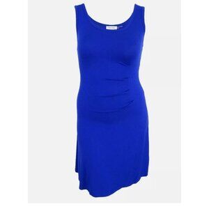 Calvin Klein Blue Reggatta Sleeveless Gathered Waist Sheath Dress Size 14